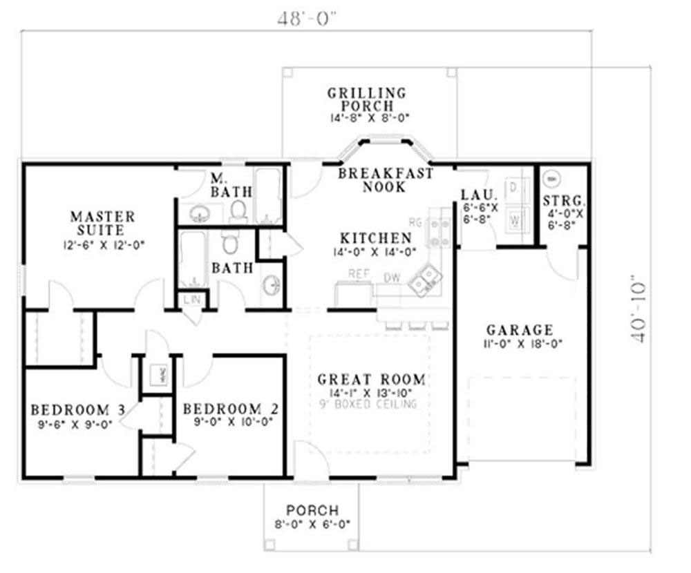Floor Plan First Story of Ranch Plan #153-1701